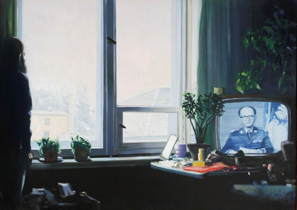 Лукаш Королькевич «Утро 13 декабря 1981 года», 1982, масло, холст, 89 x 190 см, фотография предоставлена Варшавским национальным музеем